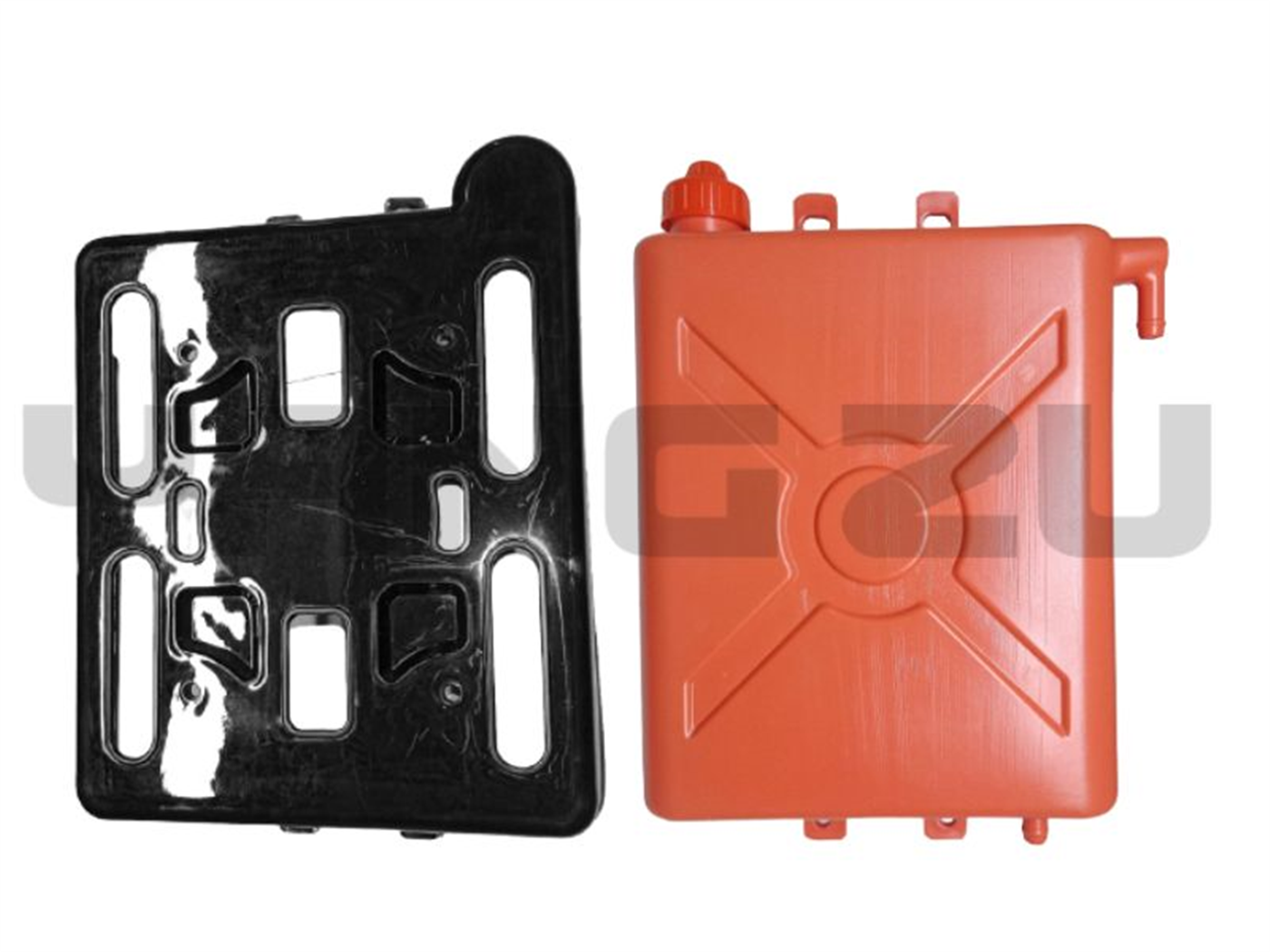 TANQUE RESERVA DE AGUA CARGUERO C/TAPA PLAST. NARANJA/NEGRO
