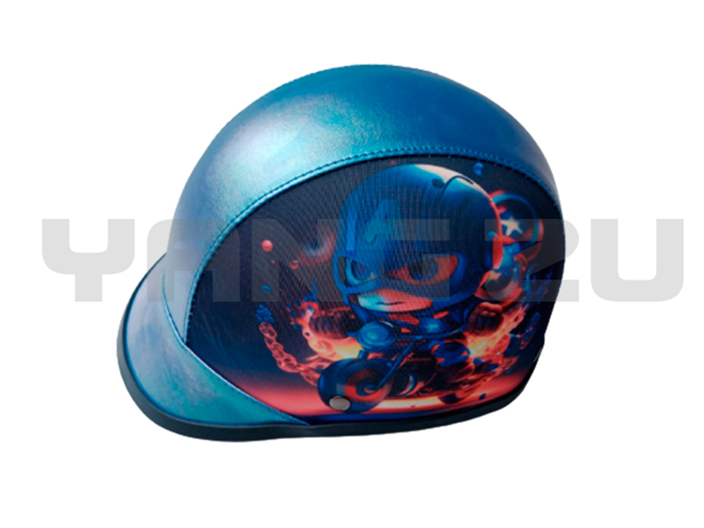 CASCO T-CHAVITO BEBE CAPITAN AMERICA C/MOTITO AZUL/FRANJA NACARADO