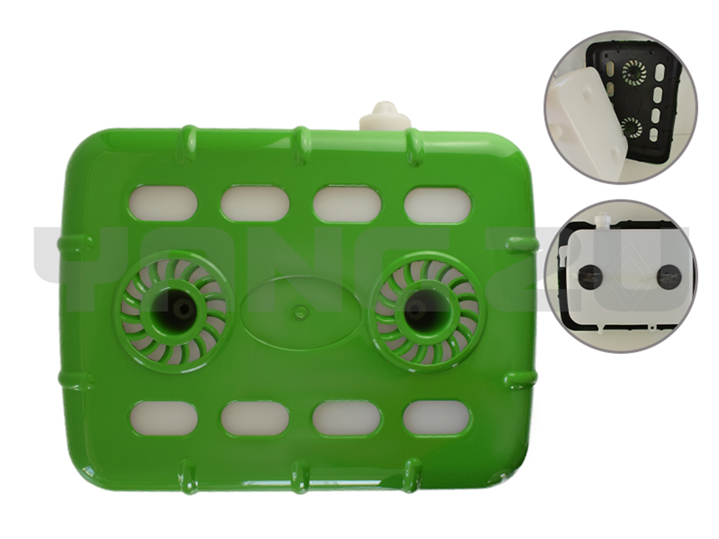 TANQUE RESERVA DE AGUA CARGUERO C/TAPA PLAST.(P/MANGUERA DELGADA)(29X37X10CM)YZ-300CC ZH-1 VERDE